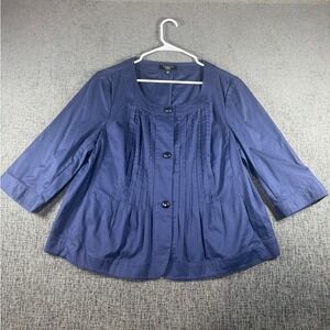 Talbots Woman Navy Blue Pleated Swing Jacket 3/4 Sleeve Size 16W